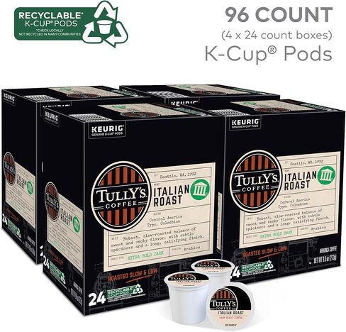 Tully's Coffee Italian Roast Keurig Single-Serve K-Cup Pods, Dark Roast Coffee, 96 Count in Saudi Arabia