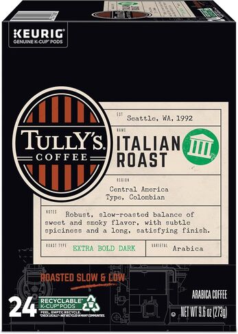 Tully's Coffee Italian Roast Keurig Single-Serve K-Cup Pods, Dark Roast Coffee, 96 Count in Saudi Arabia
