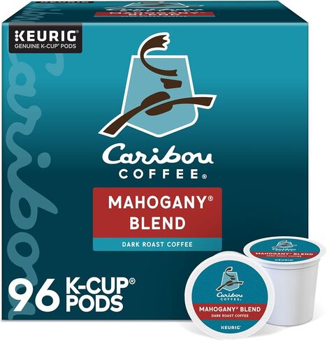 Caribou Coffee Mahogany Keurig Single-Serve K-Cup Pods, Dark Roast Coffee, 96 Count (Pack of 4) in Saudi Arabia