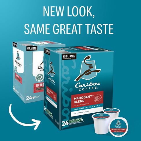 Caribou Coffee Mahogany Keurig Single-Serve K-Cup Pods, Dark Roast Coffee, 96 Count (Pack of 4) in Saudi Arabia