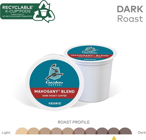 Caribou Coffee Mahogany Keurig Single-Serve K-Cup Pods, Dark Roast Coffee, 96 Count (Pack of 4) in Saudi Arabia
