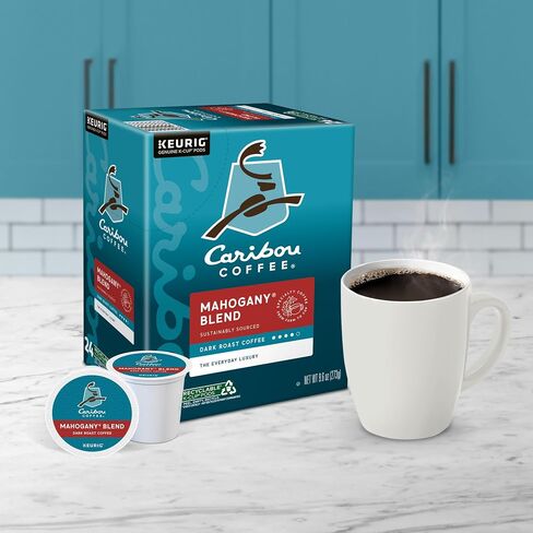 Caribou Coffee Mahogany Keurig Single-Serve K-Cup Pods, Dark Roast Coffee, 96 Count (Pack of 4) in Saudi Arabia