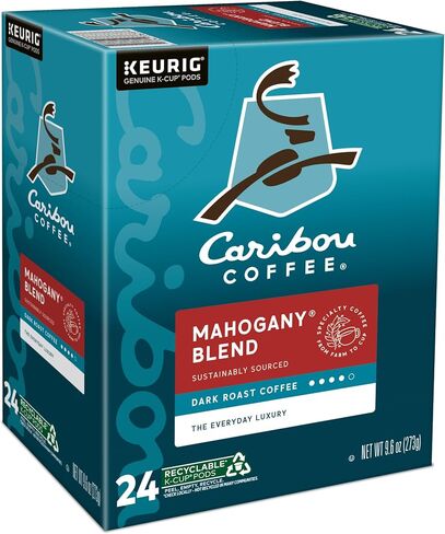 Caribou Coffee Mahogany Keurig Single-Serve K-Cup Pods, Dark Roast Coffee, 96 Count (Pack of 4) in Saudi Arabia