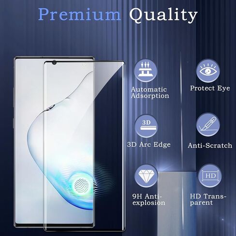 [2 + 2] واقي شاشة زجاجي مقسى لـ Samsung Galaxy Note 10 ، 2* Film Filmed Glass Film + 2* واقي عدسة الكاميرا ، فيلم زجاجي كامل ثلاثي الأبعاد ، صلابة 9H ، حماية حافة الترقية ، سهولة التثبيت in Kuwait