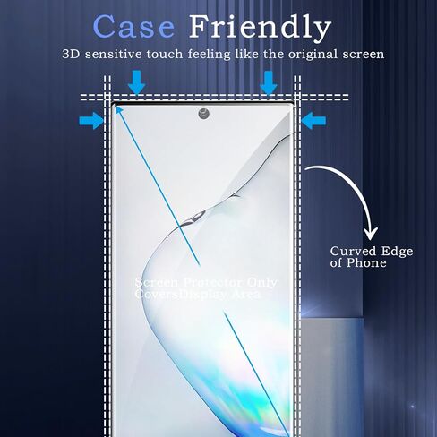 [2 + 2] واقي شاشة زجاجي مقسى لـ Samsung Galaxy Note 10 ، 2* Film Filmed Glass Film + 2* واقي عدسة الكاميرا ، فيلم زجاجي كامل ثلاثي الأبعاد ، صلابة 9H ، حماية حافة الترقية ، سهولة التثبيت in Kuwait
