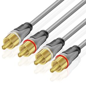 TNP RCA Cable - 2RCA Male to 2RCA Male with Dual Shielded RCA Audio Cable - 2 Channel RCA Male to Male Stereo Connector, Gold Plated RCA Cables 6ft for Amplifiers, Car Audio, Home Theater, Speakers