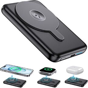 ME08 Magnetic Power Bank Battery Pack 5000mAh Wireless Charging Portable Charger with LED Indicator for MagSafe, for iPhone 14/13/12 Series (Purple)