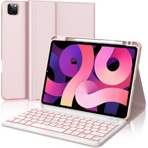 KVAGO Keyboard Case for iPad Pro 11 inch (4th, 3th Generation) & Air Series Products (Air 6th, 5th, 4th Generation), Coral Pink