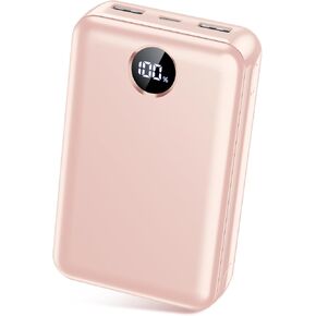 Portable Charger 40000mAh Power Bank,Fast Charging Battery Pack,USB-C supports up to Android-22.5W/iOS-20W Output,LED Display Portable Phone Charger for iPhone 15/14/13 Series, Samsung (Bright Pink)