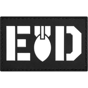 MORTHOME M Explosive Ordnance Disposal Bomb Squad Tactical Military Morale PVC Rubber Patch (White)