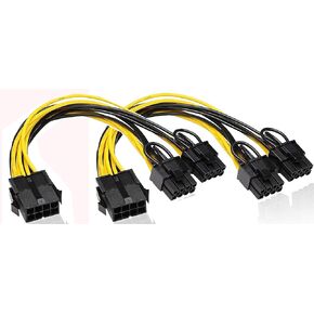 PCI Express Power Cable,8 Pin to Dual PCIe 8 Pin (6+2) Graphics Card PCI Express Power Adapter GPU VGA Y-Splitter Extension Cable Mining Video Card Power Cable 12 inches 2 Pack