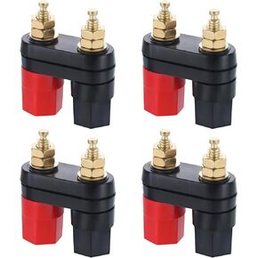 Banana Jack 4Pcs Banana Plug Jack Female Socket Gold Plated Terminal Binding Post Dual Banana Plugs Connector for Speaker Amplifier Terminal Gold Plated Terminal Binding Post Power Amplifier Insulated