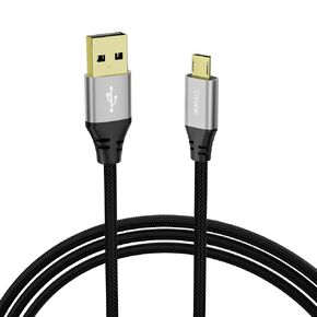 كبل Micro USB 8 أقدام ، وسلك النايلون النايلون المحفوظ ، واستبدال كابل الشاحن ، والموصلات المطلية بالذهب ، ومتوافقة مع Galaxy S7 S6 J7 Edge Note 5 ، Kindle ، MP3 ، مروحة محمولة والمزيد