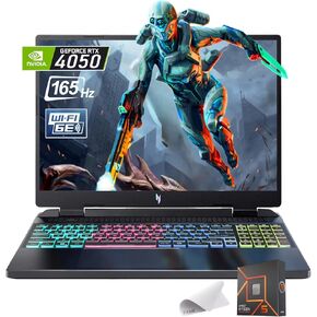 Acer Nitro 16 Gaming Laptop, 16" WUXGA (1920 x 1200) IPS 165Hz, Hexa-core Ryzen 5 7640HS (Beats i7-11800H), GeForce RTX 4050, RGB Backlit, USB-C, Win11 H, w/Mouse Pad