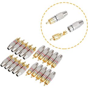 Wixine 20Pcs RCA Male Plug Adapter Solder Audio Video Phono Cable Connector Gold Plated