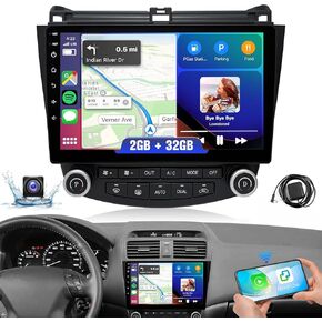 Radio Stereo Stereo Leadfan لـ Honda Accord 7th 2003-2007 Wireless Carplay & Android Auto ، 10.1 "IPS Touch Screen Android Accord Unit WiFi GPS BT FM DSP Camera SWC Mirrorlink