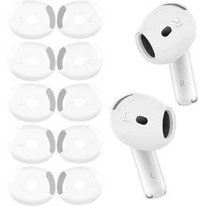 5 Pairs Ear Tips for AirPods 4, Silicone Ultra Thin Slim Earbuds Cover Compatible with Apple AirPods 4th Generation [Fit in The Charging Case](White)