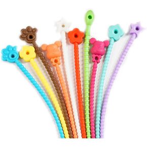 25Pcs Reusable Silicone Twist Ties Bag Clip Cable Straps Cable Cord Wraps Management Organizer Rubber Twist Tie,5 Mixed Designs