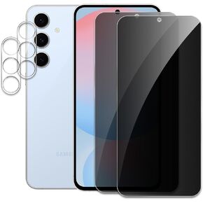 [2 + 2] واقي شاشة الخصوصية لـ Samsung Galaxy S24 Fe ، 2* فيلم زجاجي مضاد للخلفي + 2* حامي عدسة الكاميرا ، التغطية الكاملة ثلاثية الأبعاد ، صلابة 9H ، حماية حافة الترقية ، السهولة التثبيت ، الفقاعة الحرة in Kuwait