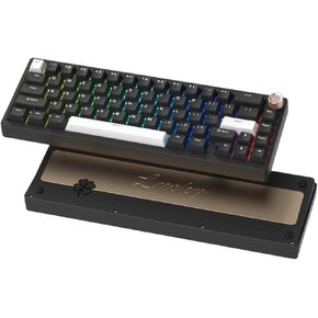 Womier SK65 Pro Wireless Gaming Keyboard 60 Percent, Creamy Mechanical Keyboard with QMK, Quick Removable Custom Aluminium Case, Hot Swappable RGB Backlit Keyboard, Bluetooth 5.0/2.4GHz/USB-C, Black