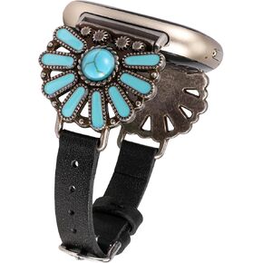 Moolia Turquoise Strap Compatible with Fitbit Versa 4/Versa 3/Sense 2/Sense Band for Women Slim Strap, Boho Western Vintage Ethnic Antique Style Strap for Versa 4/Versa 3 Watch Band