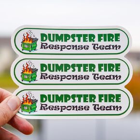 Dumpster Fire Response Team Sticker Pack – Set of 3 Vinyl Stickers, 5x1.5 Inches Each – Perfect for Desk Accessories, Laptop Decor, Funny Bumper Stickers
