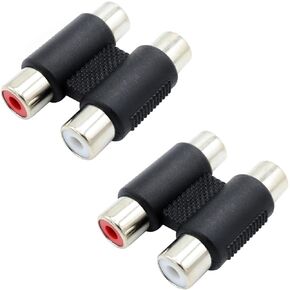 2 Pack RCA Female to Female Coupler,RCA Dual Coupler, RCA Barrel Connectors, RCA 2 Female to 2 Female Jack Connector Stereo Audio Video Cable Adapter Coupler Panel Mount，2 Female