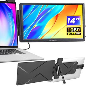 موسع شاشة الكمبيوتر المحمول ، 14 "1080p Crowview Laptop Monitor Extender ، FHD Portable Monitor للكمبيوتر المحمول (13" -16.5 ") ، متوافق مع انتصارات Android Mac ، موسع الشاشة للكمبيوتر المحمول