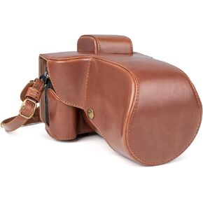 MUZIRI KINOKOO Fuji XT5 Case, Retro PU Leather Camera Case Bag Cover for Fuji XT5/X-T5 DSLR Camera - Fuji XT5 Case with Bottom Opening Version & Shoulder Strap & Storage Pocket - Brown