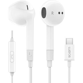 LUDOS FEROX USB C Headphones, 5 Years Warranty, USB-C Earbuds for iPhone 15 Pro Max Plus Samsung Galaxy S23 Ultra S22 S21 FE S20 Z Flip 3 Fold 4 A53 A54, USB Type C Earphones for iPad Pro Pixel 6 6a