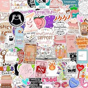 126 PCS Kindle Stickers, Funny Bookish Stickers for Readers Spicy Booktok Vinyl Decals for Laptop IPAD Ebook Reader Water Bottle Girls Holographic Waterproof Romance