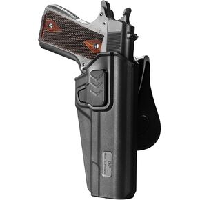 1911 Holsters, OWB Paddle Holster Fit Most 1911 5" Handguns, Kimber-S&W- Sig-Taurus-Ruger-Elite Force-Rock Island and More, Outside Waistband Carry Holster, Index Finger Release/360 Adjustable