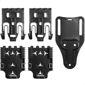 2 Pc QLS Quick Locking System Bundle Kit with 2" Mid Ride Locking, Including QLS Fork and Duty Receiver Plate, FirAim Premium Attachment for Duty Holsters and Duty Belt Accessories, Black, One Size