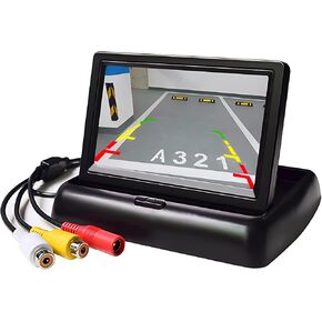 B-Qtech 4.3 inch Foldable TFT LCD Backup Camera Monitor Screen only Rear View Reverse Display Screen, V1/V2 Two Video Input, 12V/24V Vehicle Backup Camera Display for Car Backup Van Truck