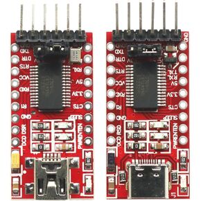 2PCS FT232RL Type-C,Mini USB to TTL Serial Converter Adapter Module 3.3V 5.5V FT232R Breakout Mini USB to TTL Adapter Board for Arduino (Pack of 2)