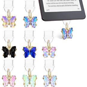 8PCS Charms for Kindle, Heart Dust Plug Charm Compatible with Kindle with Android Charging Port, Gift for Book Lover Readers Men Women Teachers Students, Accessories for Kindle