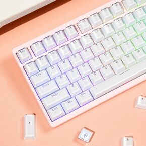 mintcaps Keycaps - Crystal Jelly White Keycaps Translucent Custom Keyboard Keycap OEM Profile Cute Keycaps for 65/87/104 Cherry Gateron Mx Mechanical (104keys Keycaps)