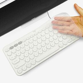 Keyboard Cover Silicone for K380 Logitech, Keyboard Cover for Logitech K380 Ergonomic Wireless Keyboards, Waterproof Dustproof Keyboard Skin Ultra-Thin Easy to Clean (Transparent)