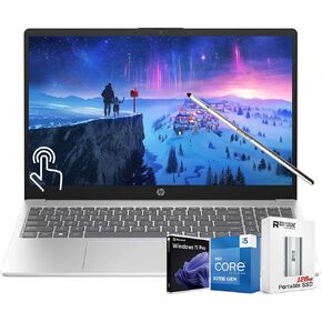 HP 2025 Flagship Touchscreen Laptop 15.6" Display, Intel 10-Core i5-1235U (Up to 4.4GHz (Beat i7-1195G7), 16 GB RAM, 512GB PCie SSD, Numeric Pad, Bluetooth 5, Win 11 Pro, W/Stylus & PSD, Silver