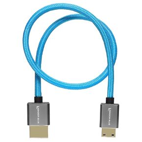 KONDOR BLUE | Mini HDMI to Full HDMI 16" Straight Cable Braided | 4K 60Hz, 18Gbps, HDR, 3D Video & Nylon Braided with Reinforced connectors | Blue