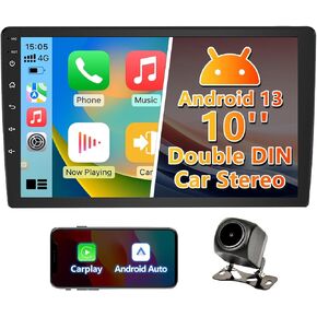 10 بوصة Android 13 Double Din Car Stereo Radio و Car Head وحدة تعمل باللمس تدعم الشاشة اللاسلكية Carplay و Android Auto/GPS Camerigation/SWC/Backup Camera/Bluetooth FM in Kuwait