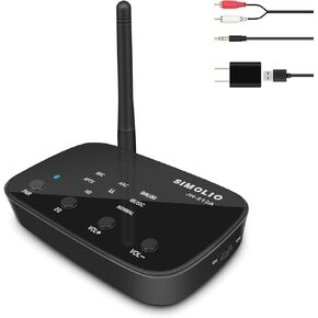 SIMOLIO Long Range HD Bluetooth Receiver with EQ (Music/Dialogue) & BT Codec Display, Wireless Audio Adapter with aptX LL for Home Stereo & Music Sound Streaming System, Volume Control, 197FT