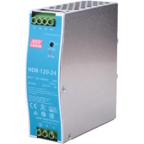 Mean Well NDR-120-24 24V 5A 120W AC-DC Single Output DIN Rail Power Supply, Industrial Control Systems, Factory Automation, Reliable Performance, UL Certified