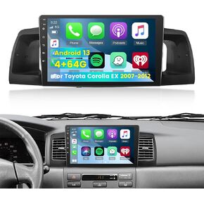 [4G+64G] for Toyota Corolla EX Radio 2007 2008 2009 2010 2011 2012, 9 inch Android Touch Screen Car Stereo, Carplay/Android Auto/32 EQ Audio/1280 * 720 Screen/SWC/Bluetooth/WiFi