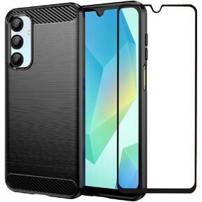 Folmeikat Compatible with Samsung Galaxy A16 5G Case, with Screen Protector Shock-Absorption Flexible TPU Rubber Protective Cell Phone Cover for A16 4G 2025 6.7" Black