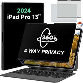 Magnetic 360° Privacy Screen Protector for iPad Pro 13 Inch 7th (2024, M4) Case Friendly Blue light Blocker Anti-glare Filter, Removable Film Support Apple Pencil-A2925 / A2926 / A3007