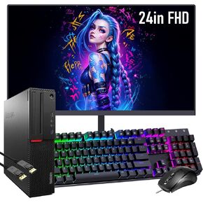 Lenovo ThinkCentre M700 SFF Desktop Computer with 24" FHD Monitor, Intel Core i3-6100 3.7GHz, 16GB DDR4 RAM, 512GB SSD, RGB Keyboard and Speakers, WiFi, BT, Windows 10 Pro (Renewed)