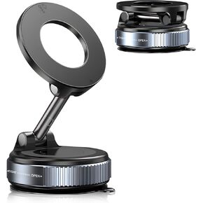 Magnetic Suction Phone Holder,Kitchen Cell Phone Holder,Car Suction Cup Vacuum Magnetic Phone Hholder,Multi-Scene Applicable Cell Phone Holder for iPhone (Black)