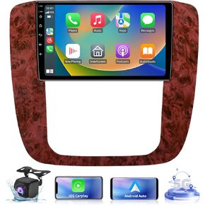 5GWiFi Upgrade Car Stereo Radio for Chevrolet Silverado 1500HD 2500HD 3500HD 2007 2008 2009 2010 2011 2012 2013- Wireless Carplay and Android Auto - 4GB+32GB 10.2 inch Touchscreen Bluetooth FM SWC