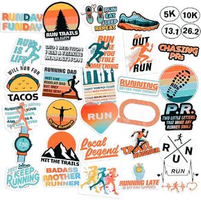 34 Pack Running Stickers – The Perfect Running Club Gift for Cross Country Runners, Marathon Enthusiasts, and Runner Girls – Fun Track Stickers and XC Stickers